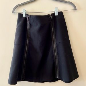 Anthropologie Black Skater Skirt w/ Zippers, sz 2